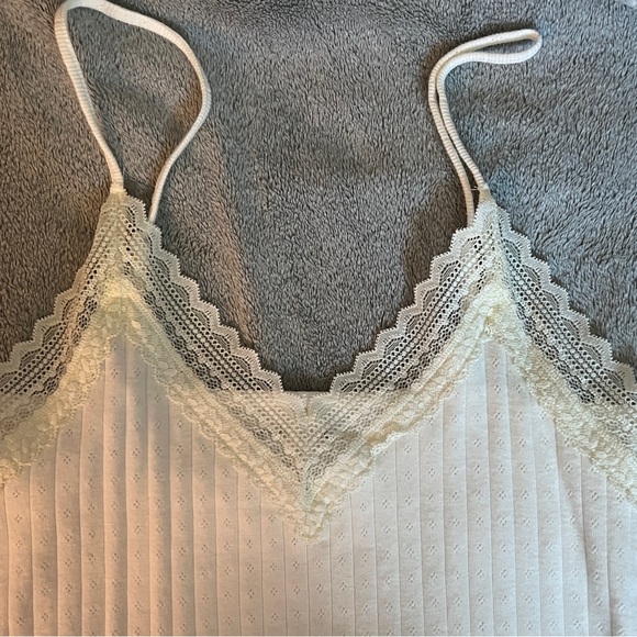 American Eagle Lace Trim Pointelle Cami in white - Picture 2 of 6